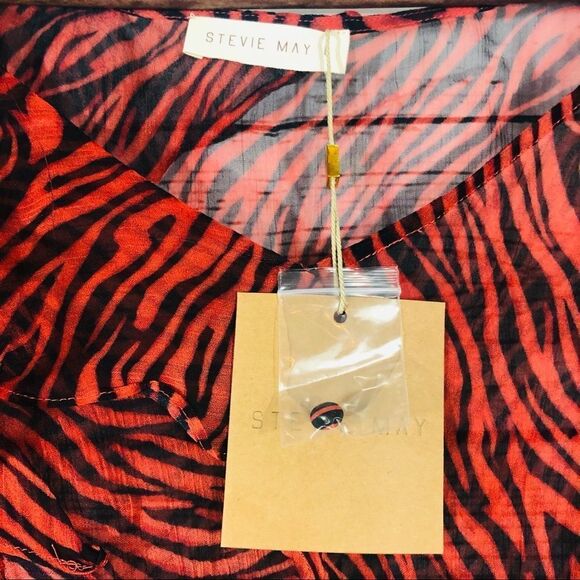 Revolve Stevie May Walk On By Sheer Tiger Print Ruffle Blouse L - Picture 8 of 10